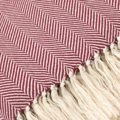 Plädar & Filtar|Vardagsrum|Reforma x Trendcarpet Bomullspläd 'Denisa Fishbone' 130x170cm - Röd/vit