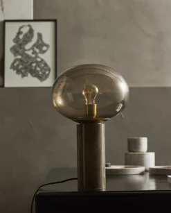Arbetsrum|Bordslampor|Nordal Bordslampa 'Bes' - Smoked/Mässing