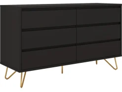 Byråer|Sovrum|Reforma Byrå 'Elle' 120x70 - Svart/Mässing