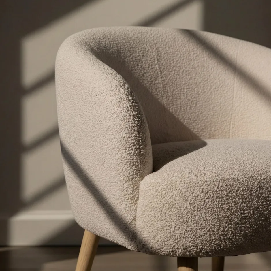 Fåtöljer|Sittmöbler|Reforma Fåtölj 'Capri' träben - Beige/Bouclé