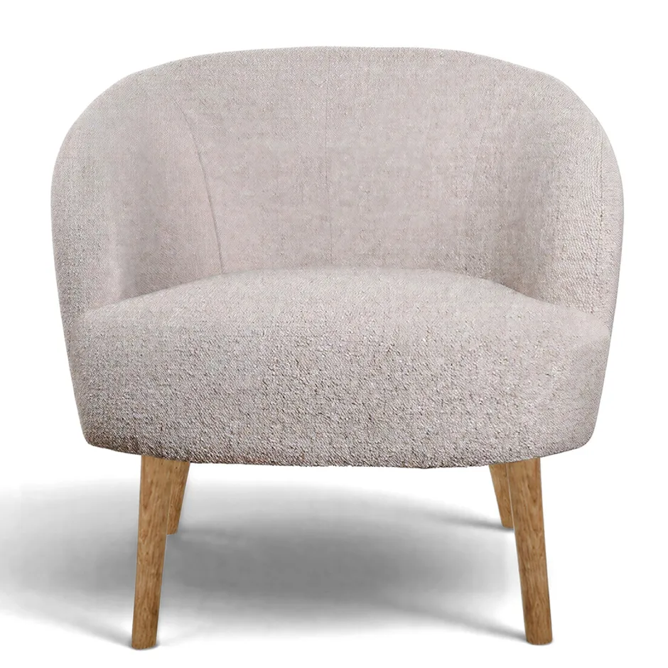 Fåtöljer|Sittmöbler|Reforma Fåtölj 'Capri' träben - Beige/Bouclé