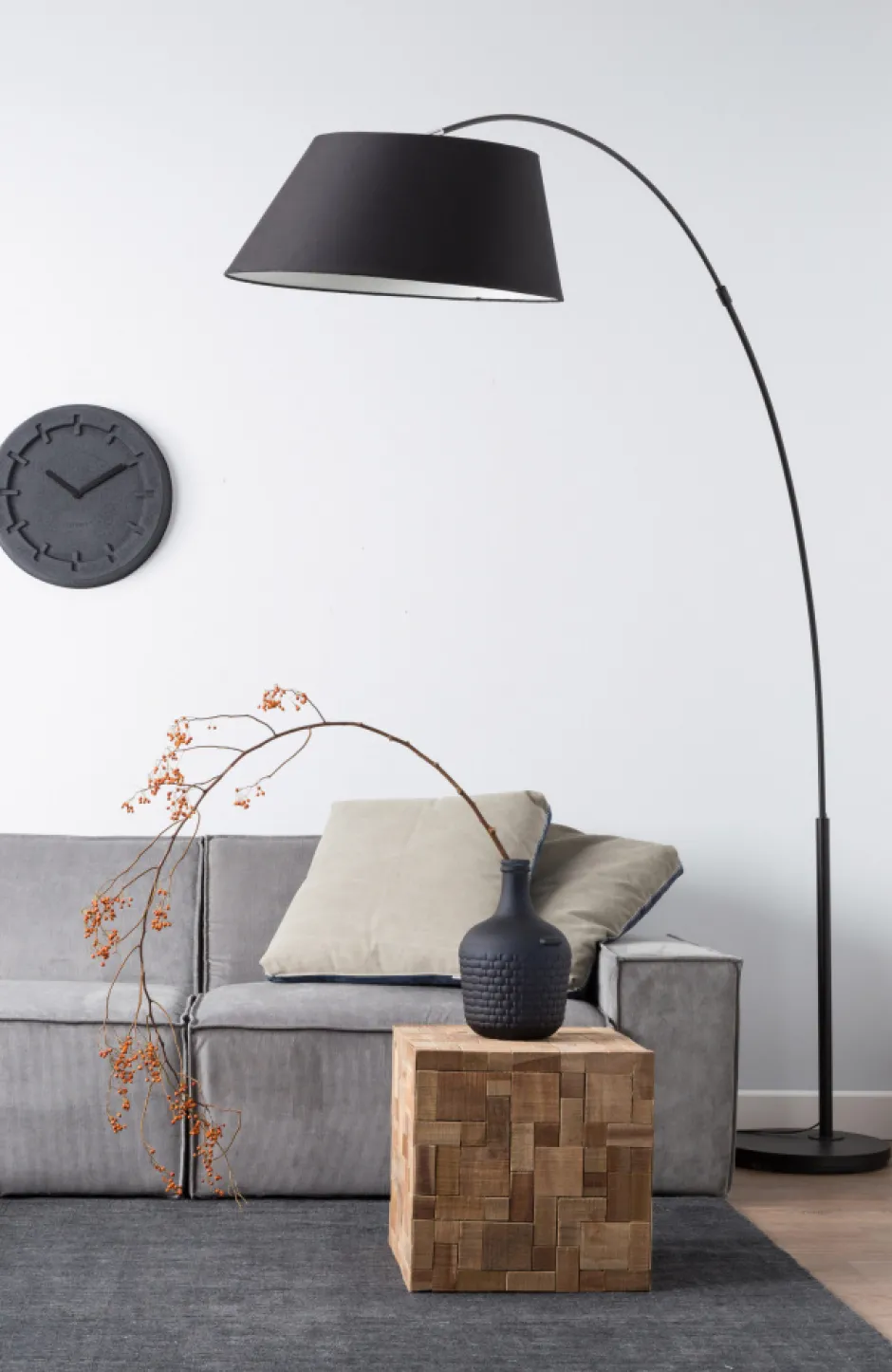 Golvlampor|Sovrum|Zuiver Golvlampa 'Arc' - Svart