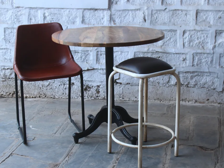 Bänkar|Hall|Vintage Industripall - Brun/Vit