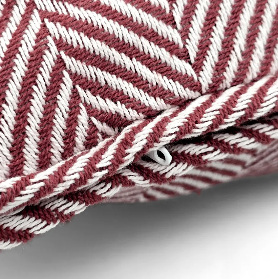 Sovrum|Kuddfodral|Reforma x Trendcarpet Kuddfodral 'Denisa Fishbone' 45x45cm - Röd/vit