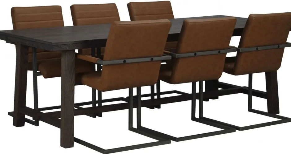 Matbord|Matbord Vintage|Rowico Home Matbord 'Brooklyn' 220x95cm - Mörkbrun