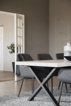 Matbord|Kök|Rowico Home Matbord 'Brooklyn' 220x95cm - Vitpigmenterad/Svart X-ben
