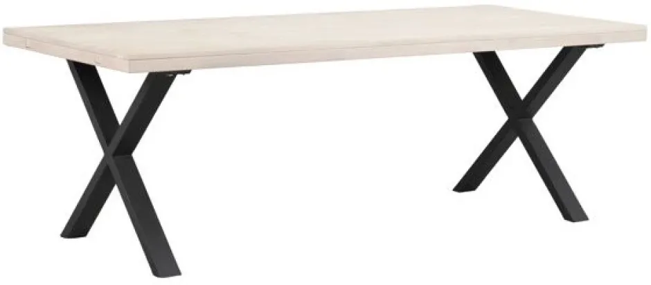 Matbord|Kök|Rowico Home Matbord 'Brooklyn' 220x95cm - Vitpigmenterad/Svart X-ben