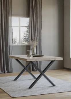 Matbord|Kök|Rowico Home Matbord 'Brooklyn' 170x95cm - Vitpigmenterad/Svart X-ben