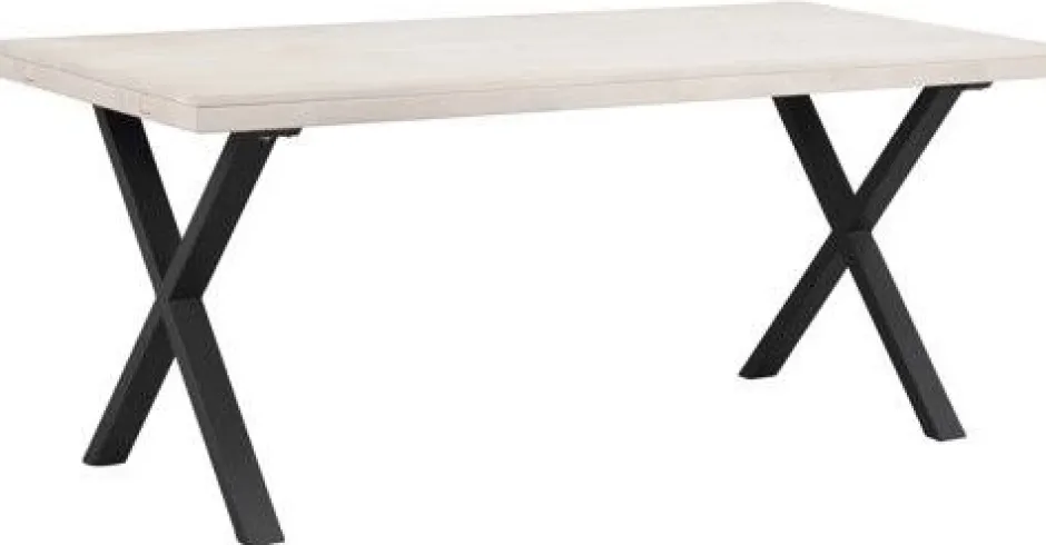 Matbord|Kök|Rowico Home Matbord 'Brooklyn' 170x95cm - Vitpigmenterad/Svart X-ben