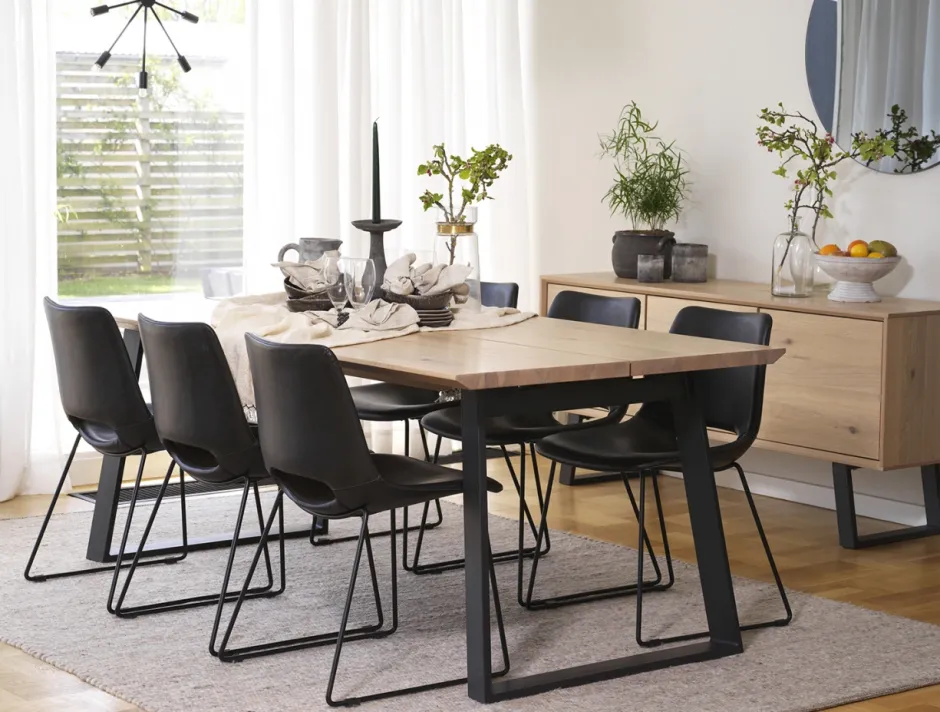 Matbord|Kök|Rowico Home Matbord 'Melville' 210x95cm - Vitpigmenterad Ek/Svart