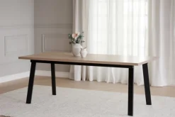 Matbord|Kök|Rowico Home Matbord 'Winnipeg' 200x100cm - Vitpigmenterad/ Svart