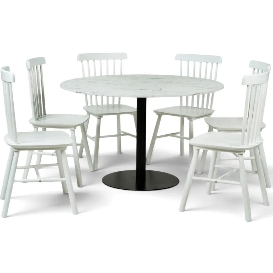 Bord|Matbord|Reforma Matgrupp 'Marbelous Elsa' - 1 Bord Ø120 & 6 Stolar