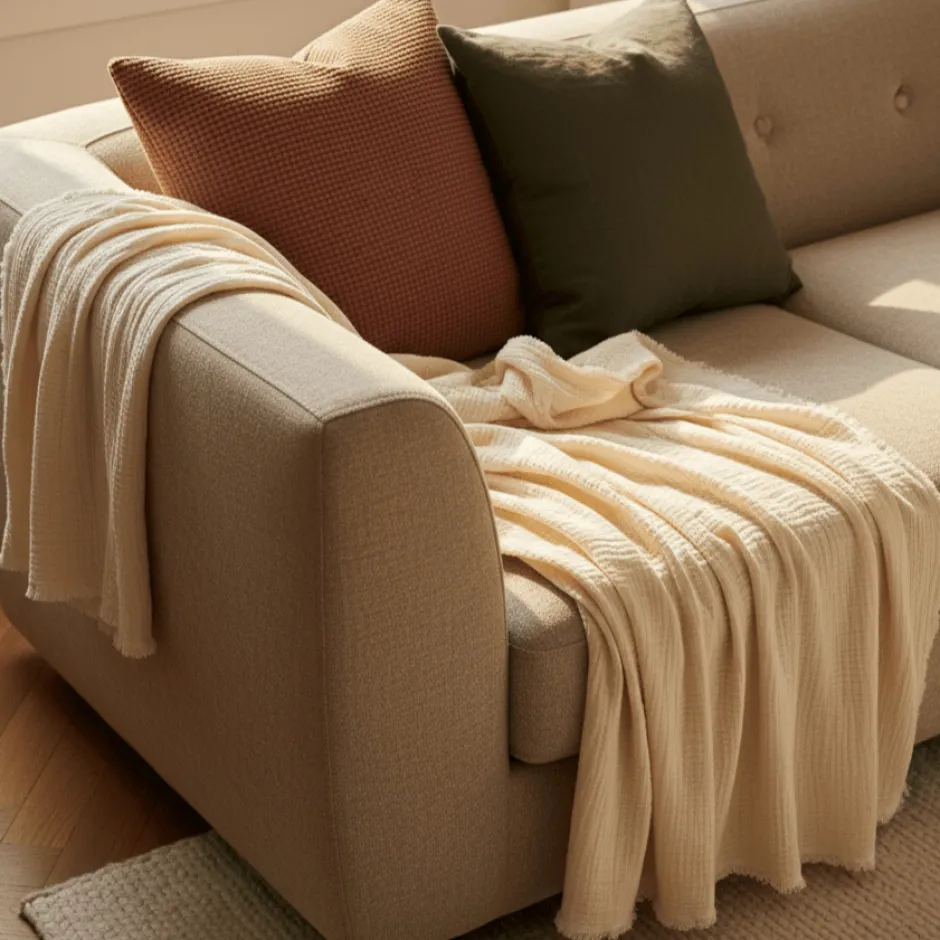 Plädar & Filtar|Vardagsrum|Reforma x Trendcarpet Muslinpläd 'Dorena' 130x170cm - Vit