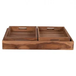 Övrig Dekoration|Reforma 3-pack Bricka 'Faro' - Teak/Natur