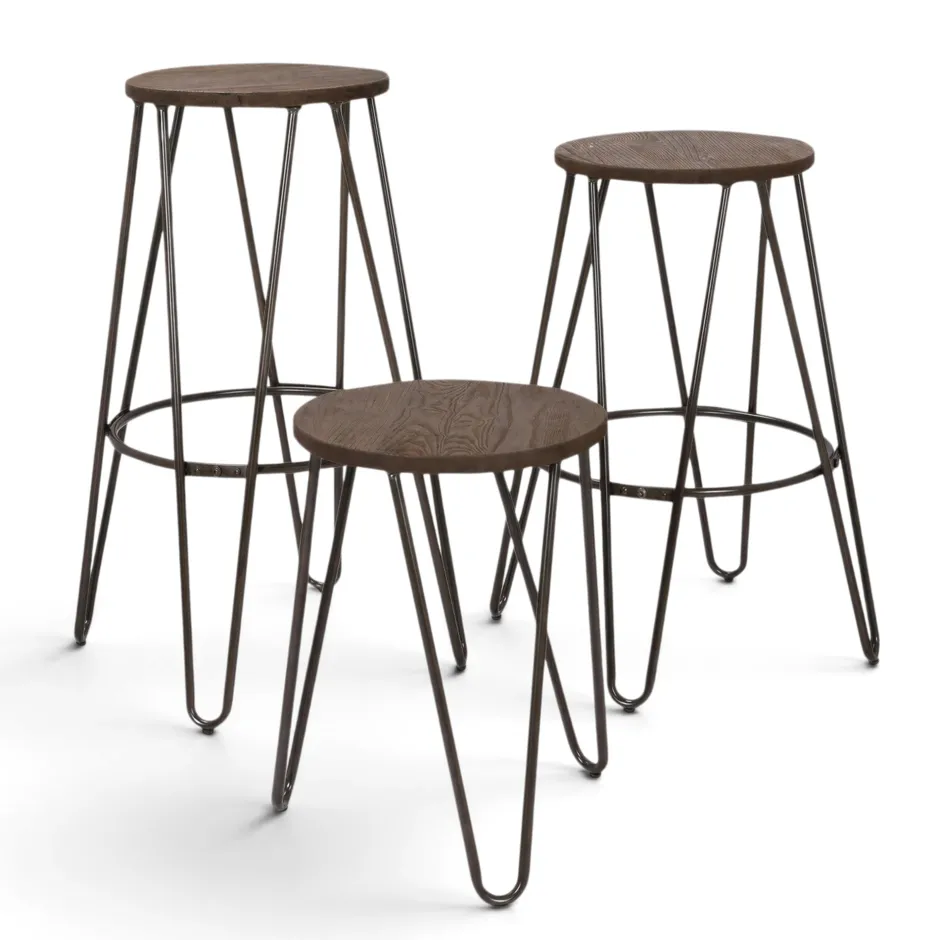 Pallar|Sittmöbler|Reforma Pall 'Rustic' 45cm - Trä/Stål