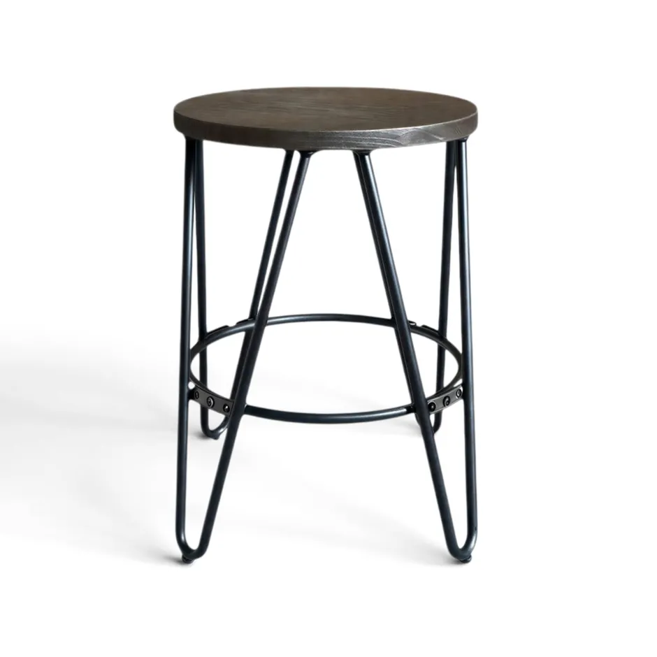 Pallar|Sittmöbler|Reforma Pall 'Rustic' 45cm - Trä/Stål
