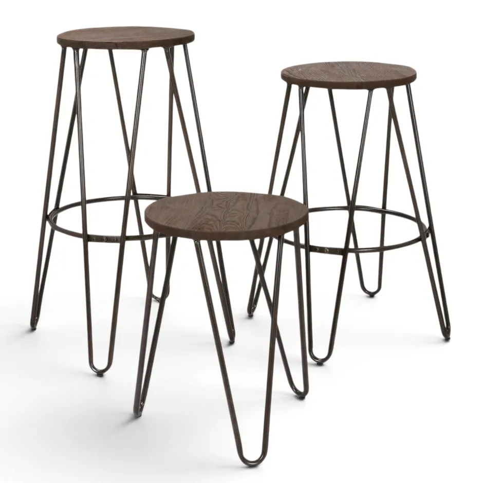 Pallar|Sittmöbler|Reforma Pall 'Rustic' 45cm - Trä/Stål