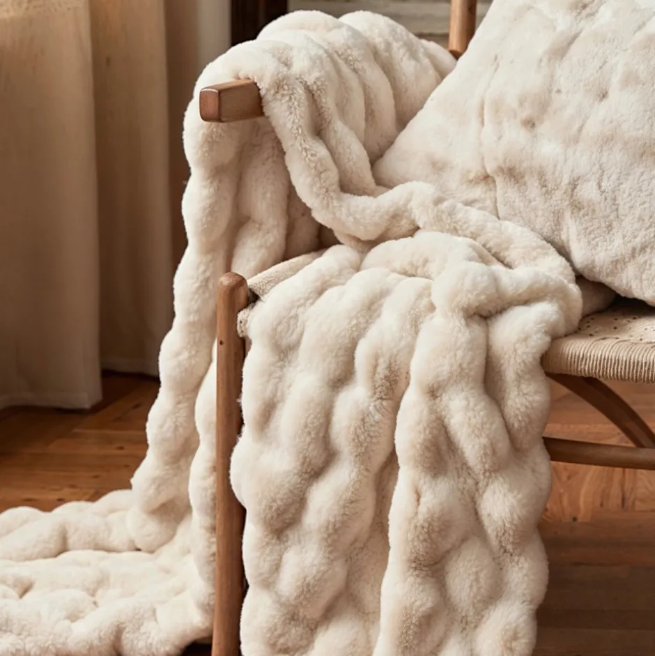Plädar & Filtar|Vardagsrum|Reforma x Trendcarpet Pläd 'Aranga Bubble Throw' 130x170cm - Beige