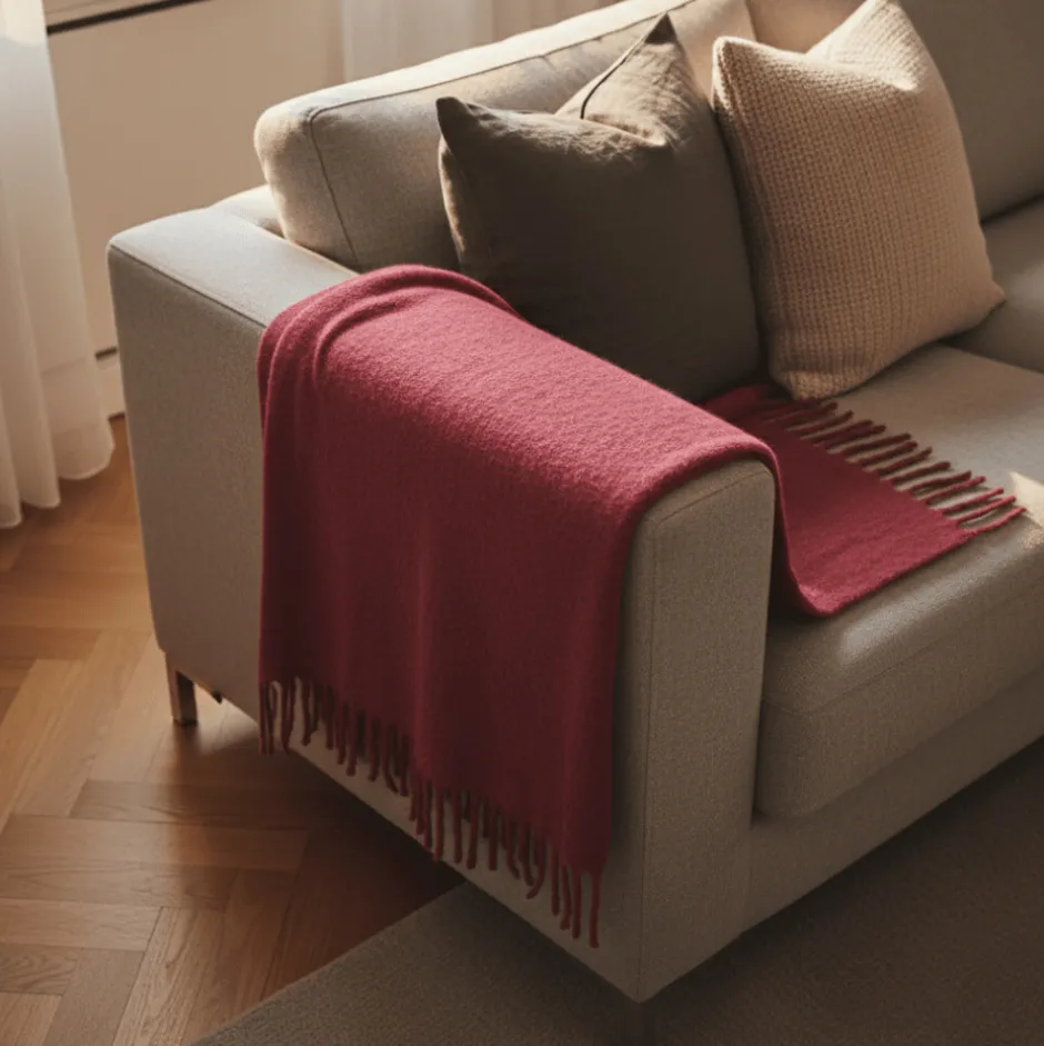 Plädar & Filtar|Vardagsrum|Reforma x Trendcarpet Pläd 'Samantha' 130x170cm - Mörkröd