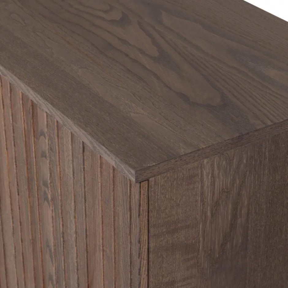 Hall|Sideboards|WOOOD Sideboard ‘New Gravure’ 200 cm - Mörkbrun/Svart
