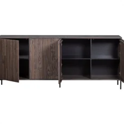 Hall|Sideboards|WOOOD Sideboard ‘New Gravure’ 200 cm - Mörkbrun/Svart