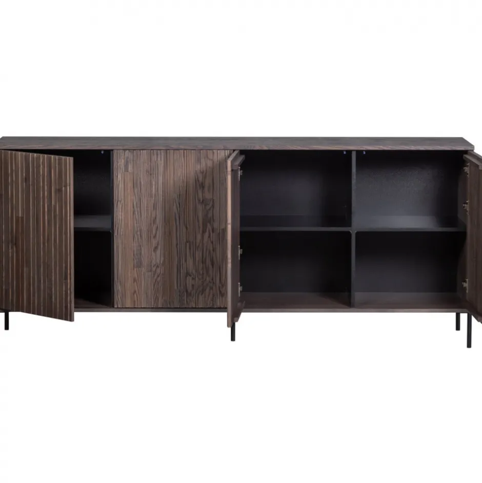 Hall|Sideboards|WOOOD Sideboard ‘New Gravure’ 200 cm - Mörkbrun/Svart