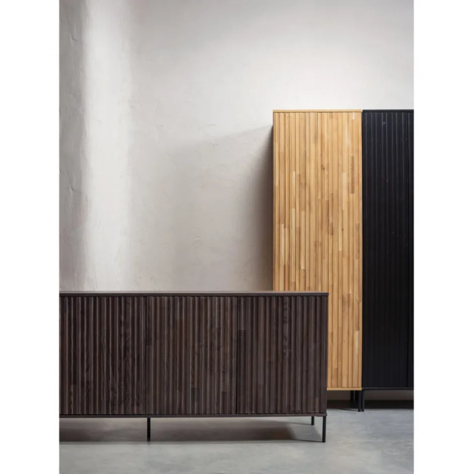 Hall|Sideboards|WOOOD Sideboard ‘New Gravure’ 200 cm - Mörkbrun/Svart