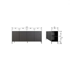 Hall|Sideboards|WOOOD Sideboard ‘New Gravure’ 200 cm - Mörkbrun/Svart