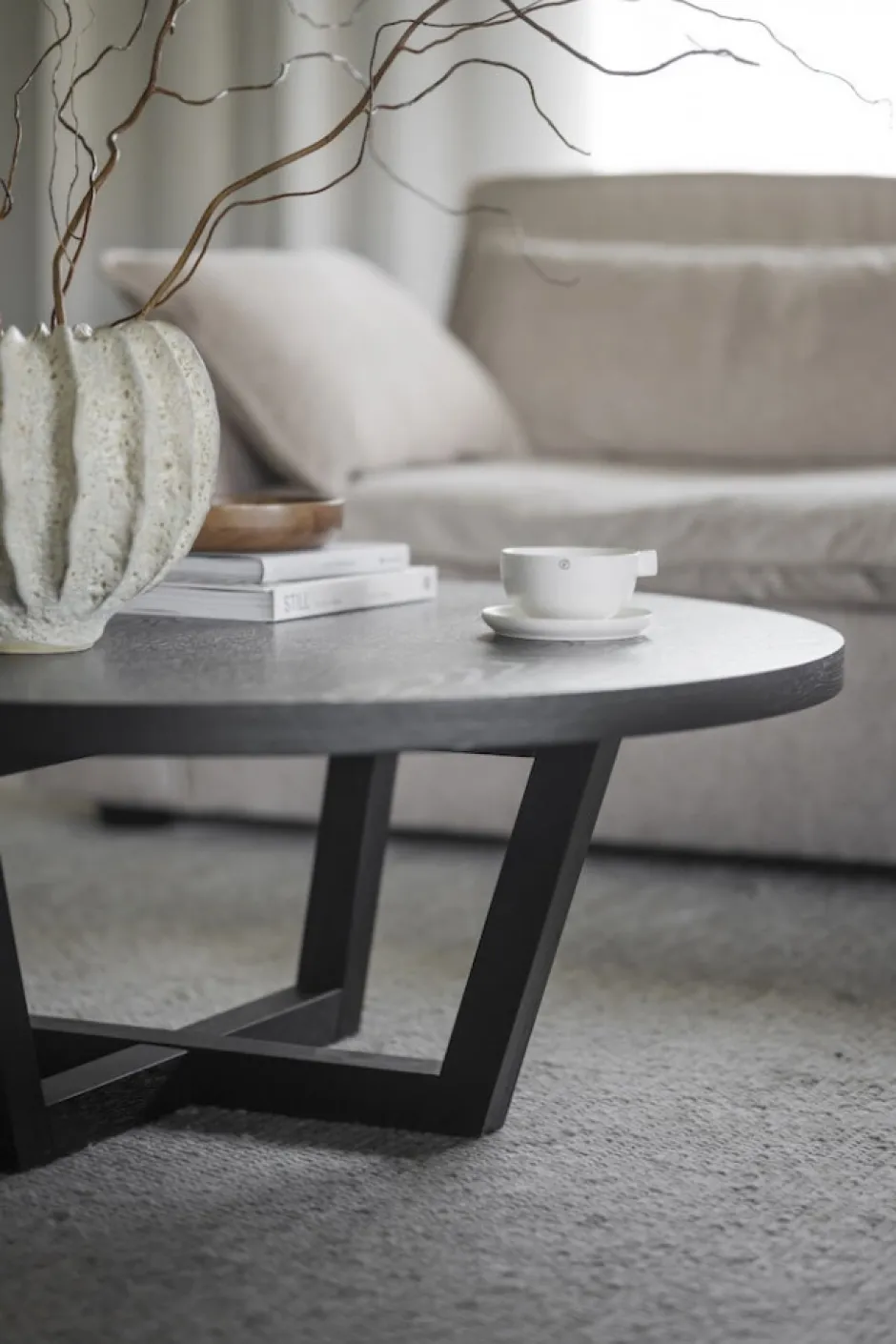 Soffbord|Vardagsrum|Rowico Home Soffbord 'Boxford' Runt 110cm - Svart ek