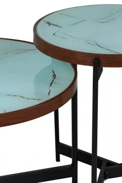 Bord|Soffbord|Reforma Soffbord 'Marble' 2 delar - Svart/Vit