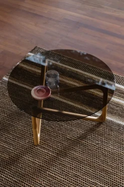 Soffbord|Vardagsrum|Dutchbone Soffbord 'Naia' Runt 80cm - Natur/Glas