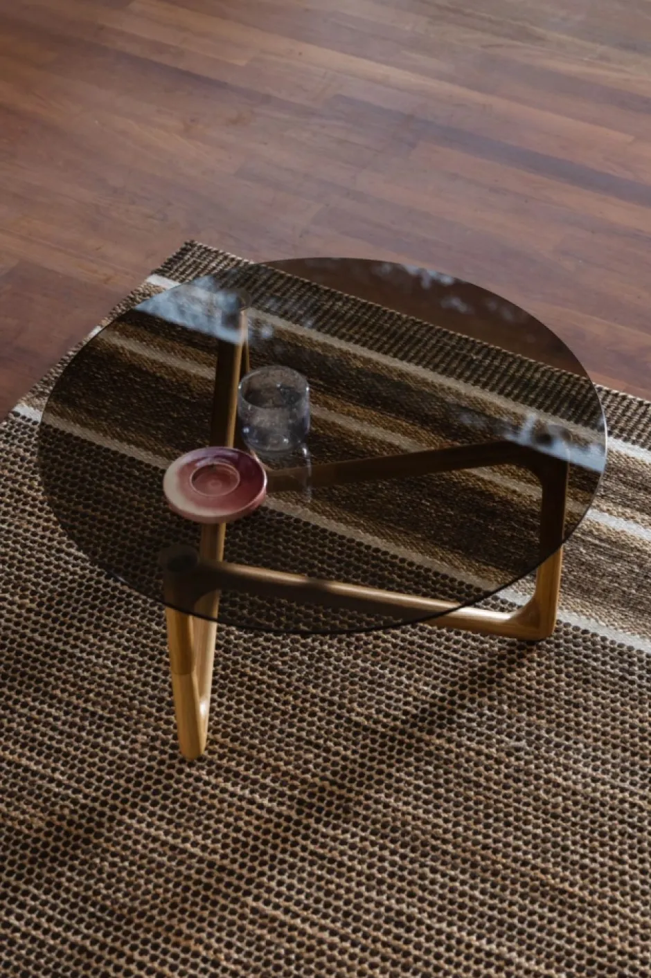 Soffbord|Vardagsrum|Dutchbone Soffbord 'Naia' Runt 80cm - Natur/Glas