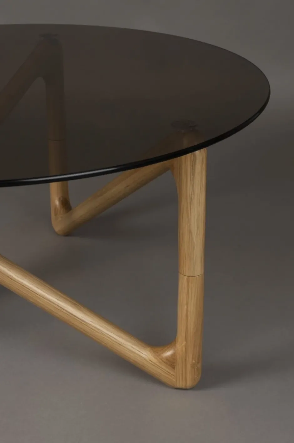 Soffbord|Vardagsrum|Dutchbone Soffbord 'Naia' Runt 80cm - Natur/Glas