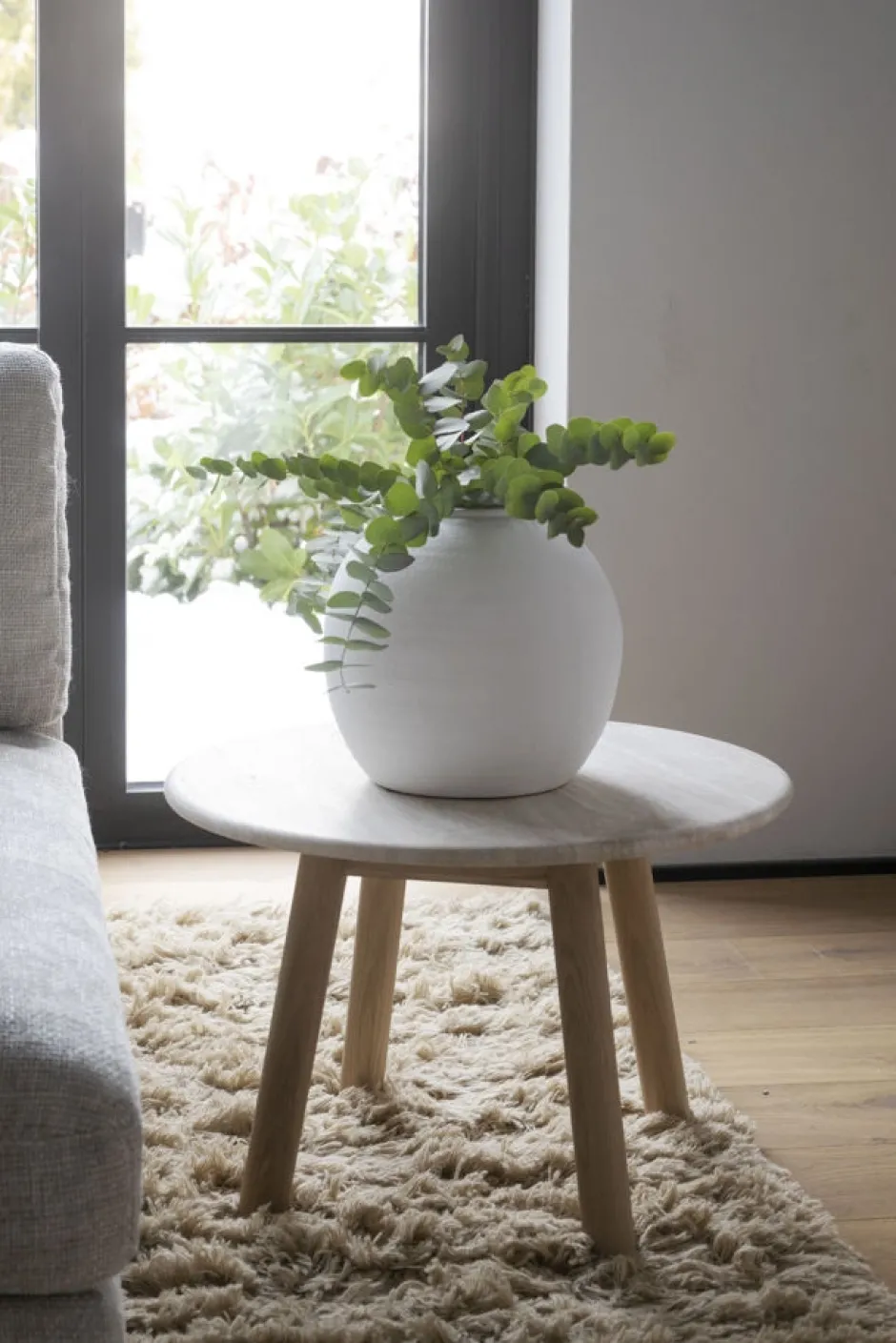 Soffbord|Vardagsrum|Rowico Home Soffbord 'Taransay' Runt 60cm - Beige/Vitpigmenterad