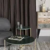Soffbord|Vardagsrum|Reforma Soffbord 'Timpa' Runt 70cm  - Grön marmor/Guld