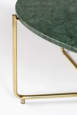 Soffbord|Vardagsrum|Reforma Soffbord 'Timpa' Runt 70cm - Grön marmor/Guld