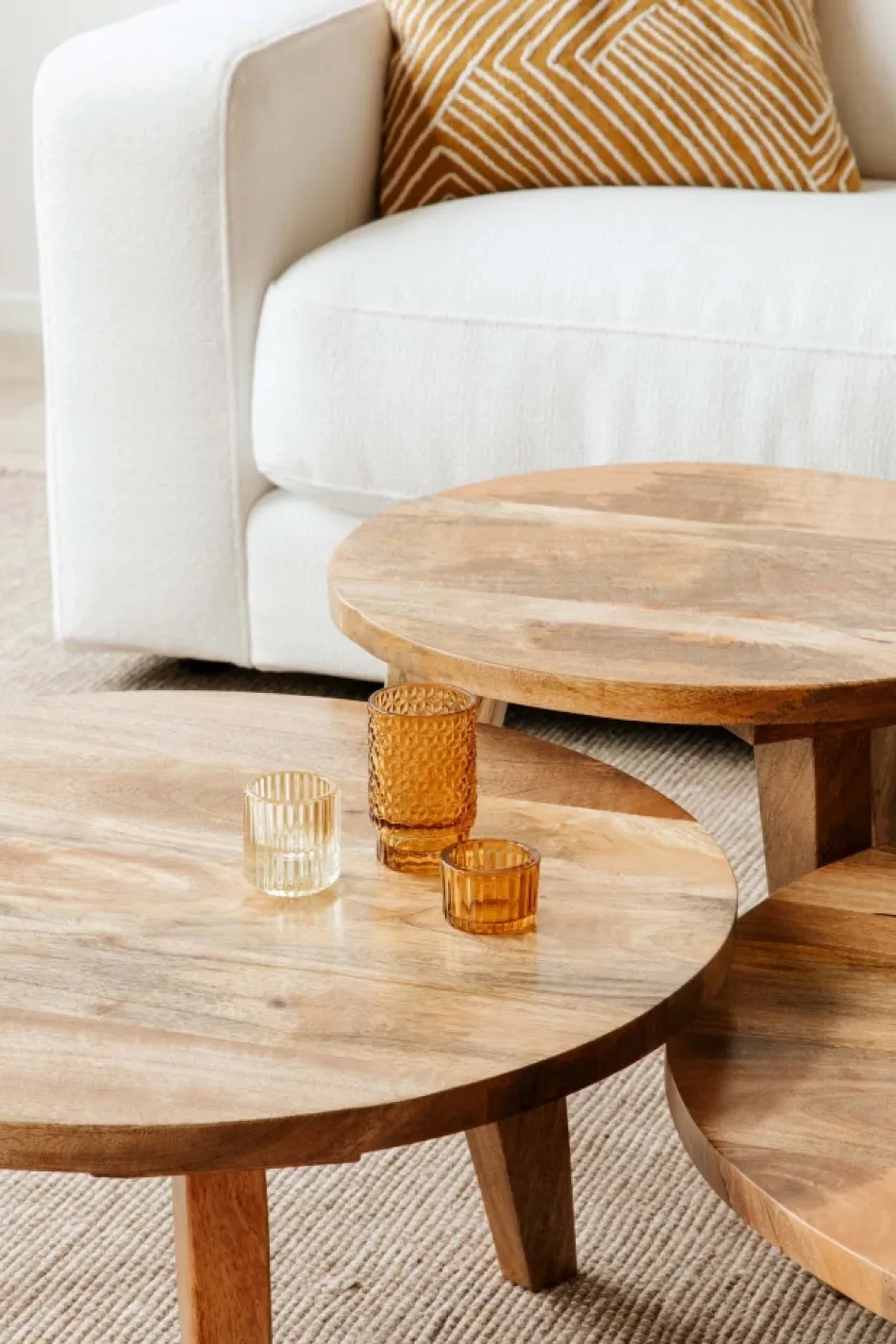 Soffbord Vintage|Soffbord|Vintage Soffbord Runt 80cm - Natur