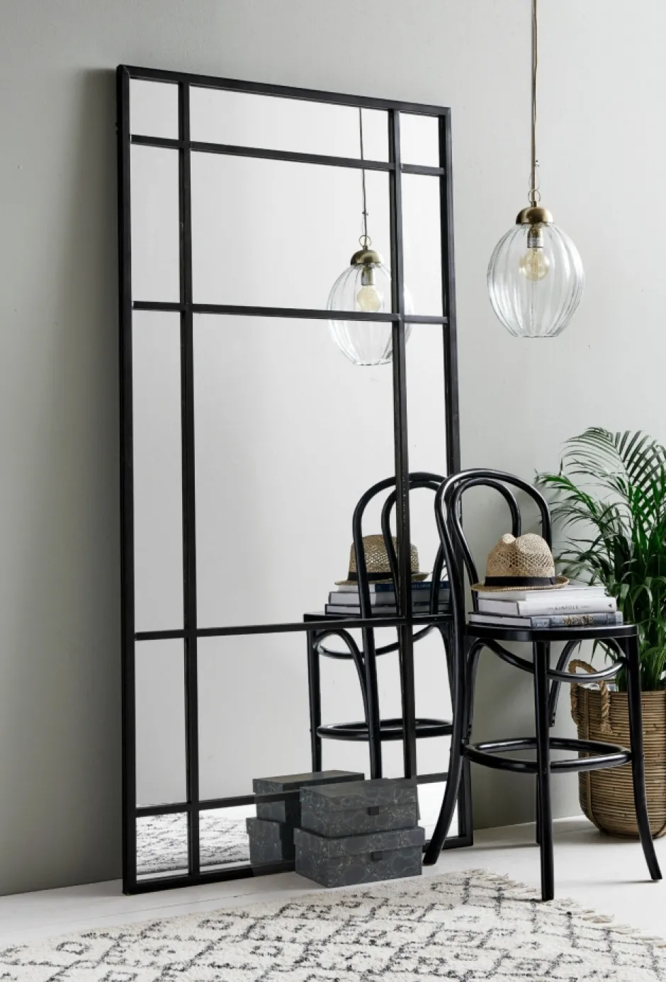 Speglar|Hall|Nordal Spegel 'Spirit' 102x204cm - Svart