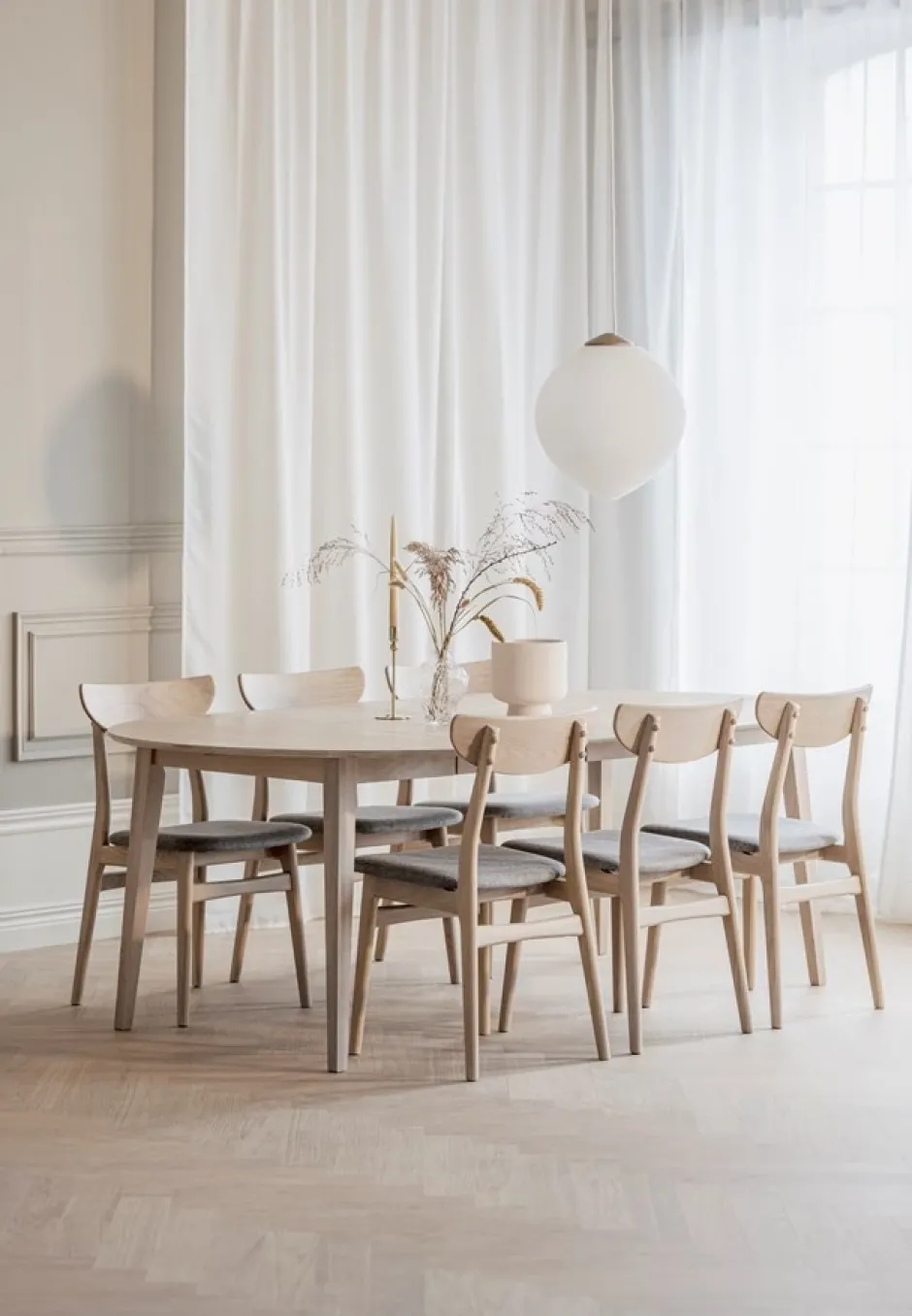 Stolar|Kök|Rowico Home Stol 'Rodham'- Vitpigmenterad/Ljusgrå