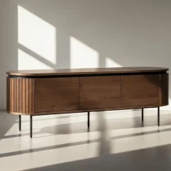 Hyllor & Förvaring|Tv-Bänkar|Reforma Tv-bänk 'Kärra' 160x40cm - Valnöt/Svart