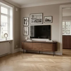 Hyllor & Förvaring|Tv-Bänkar|Reforma Tv-bänk 'Kärra' 160x40cm - Valnöt/Svart