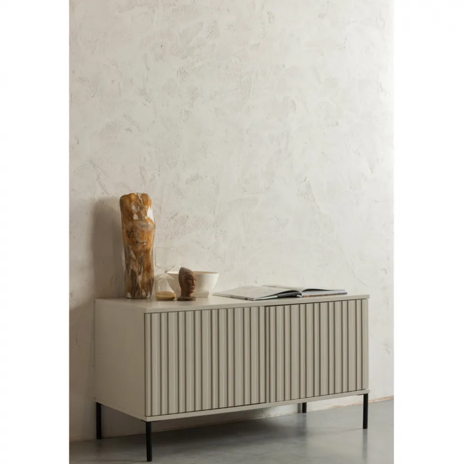 Tv-Bänkar|WOOOD TV-bänk ‘New Gravure’ 100 cm - Beige/Svart