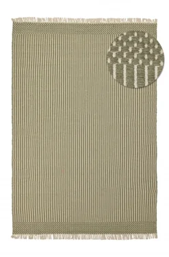 Vävda Mattor|Ullmattor|Reforma x Trendcarpet Ullmatta 'Arbil' - Grön/vit