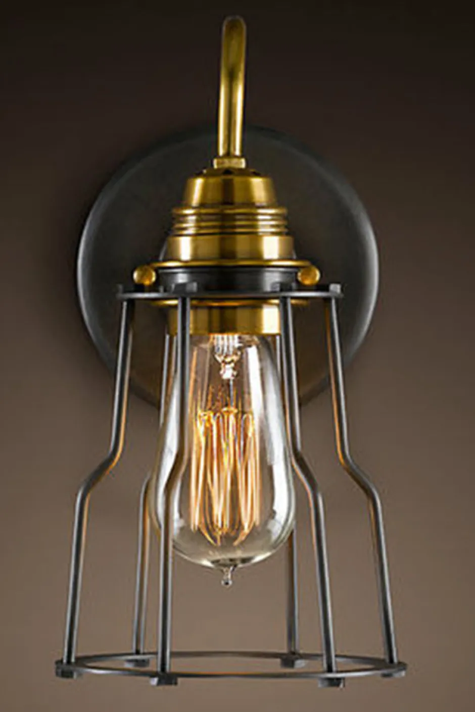Sovrum|Vägglampor|Trademark Living Vägglampa Vintage - Mässing/Stålnät